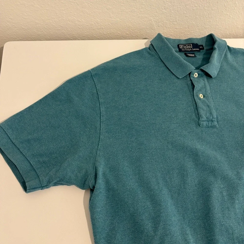 Polo Ralph Lauren Polo Shirt Mens XL Teal Green Short Sleeve Orange Pony Logo
